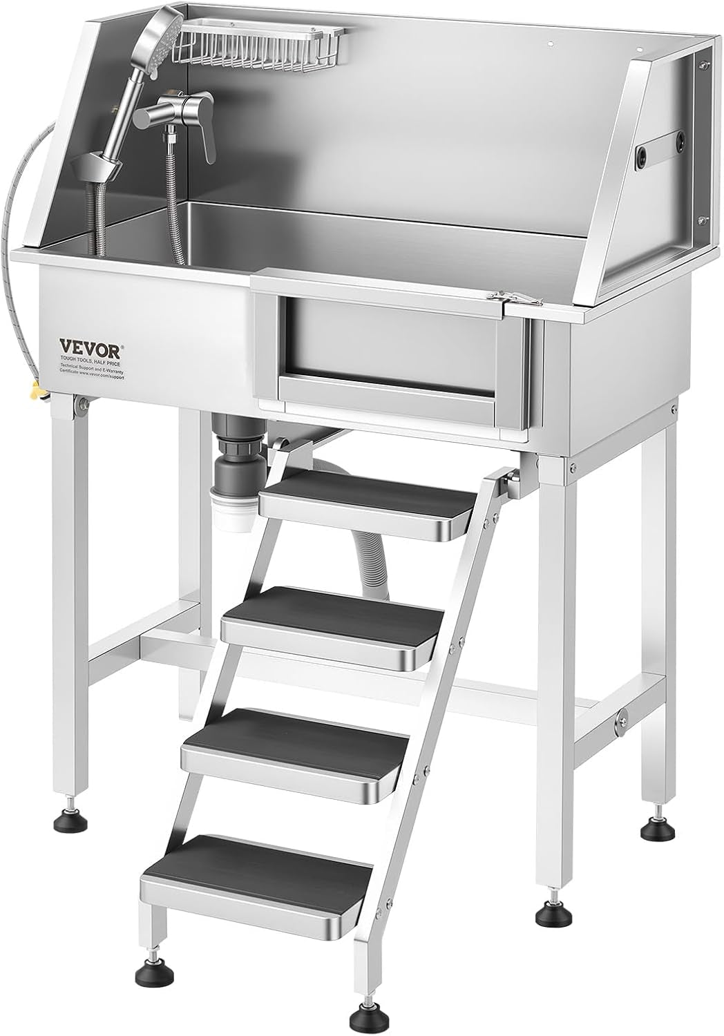 vevor-dog-washing-station-34-professional-stainless-steel-pet-grooming-tub-bathtub-with-shower-faucet-soap-holder-non-slip-stairs-right-door-easy-clean-pet-wash-sink-for-small-dogs-cats