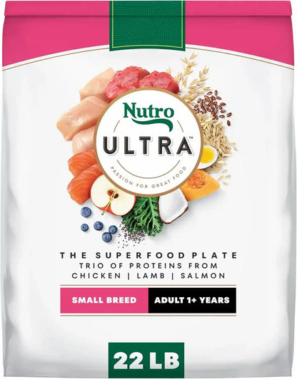 Nutro Ultra Small Breed Adult Dry Dog Food, Chicken, Lamb & Salmon, 22 Lb | High-Protein Trio, Non-Gmo, No Corn, Wheat, Soy, 14 Superfoods Blend, Omega 3 & 6 Fatty Acids, Essential Antioxidants1