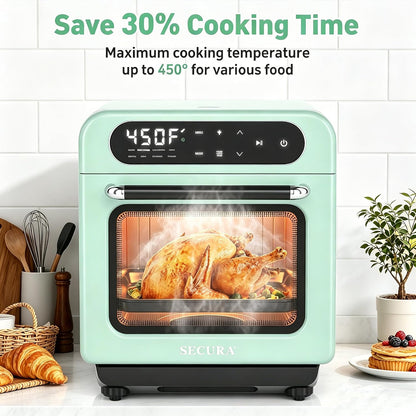 13-Quart Steam Air Fryer Oven, 10-In-1 Multifunction Convection Toaster Oven with Rapid Steam, Bake, Dehydrate, Ferment, Healthy Nutritious Food Steamer, Compact Countertop Oven, Mint Green5