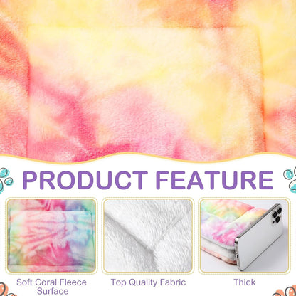 Haull 4 Pcs Waterproof Guinea Pig Bedding Soft Dog Cat Bed Crate Mat Small Animal Plush Cage Liners Rabbit Bunny Kennel Pad Reversible Cozy Pee Thickened Hamster Pad(Tie Dyed,13 X 10 Inch)3