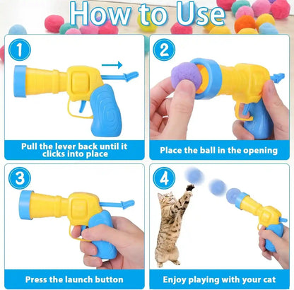 Mity Rain 102PCS Cat Ball Launchers & Pom Pom Balls Interactive Cat Toy Set | Safe Soft Plush Kitten Toys for Indoor Cats, Fun Kitten Toys for Endless Active Play (Christmas)5