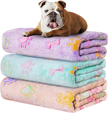 Rezutan Dog Blankets for 3 Pack Large Medium Pet Cat, Soft Fuzzy Washable Blanket, Comfort Flannel Suitable for Dogs Kennels & Beds, Sofas, Furniture, Gifts Puppy Essentials, 41 X 31 Inch, Black12