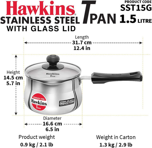 Stainless Steel Tpan 1.5L with Glass Lid3