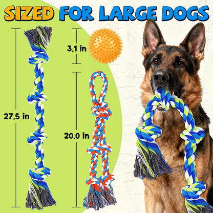 Tough Dog Toys for Aggressive Chewers – 3 Pack Tough Chew Toys for Large Dogs, Strong Rope Toys Ideal for Tug-Of-War & Teeth Cleaning2