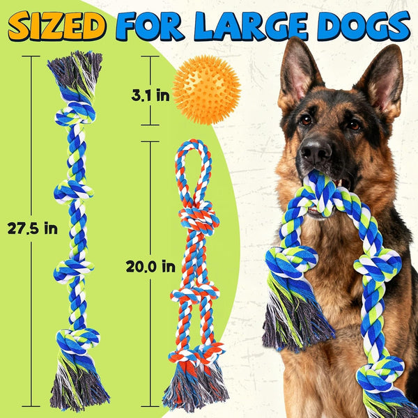 Tough Dog Toys for Aggressive Chewers – 3 Pack Tough Chew Toys for Large Dogs, Strong Rope Toys Ideal for Tug-Of-War & Teeth Cleaning2