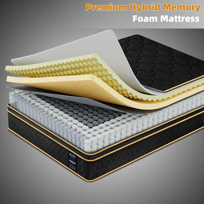 Queen Mattress 12 Inch Medium Firm Hybrid Mattress Queen Size Memory Foam Pocket Springs Queen Bed Matress in a Box for All Sleeping Positions Motion Isolation Comfortable Sleep (Black, Queen 12 Inch)2