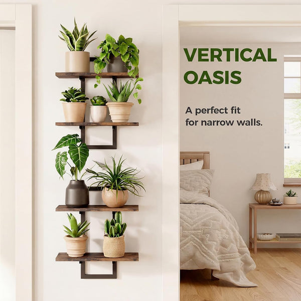 Floating Shelves for Wall Planters Indoor Hanging Plant Shelves | Plant Holder Wall Decor Plant Stand Indoor for Plant Hangers Indoor for Living Room Bedroom Bathroom 2-Pack Brown6