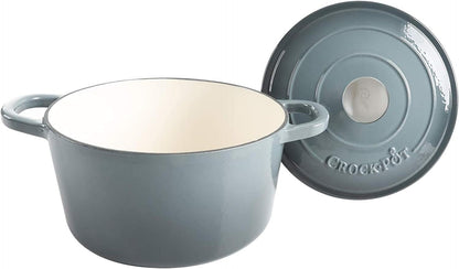 Crock Pot Artisan 5-Quart round Enameled Cast Iron Dutch Oven – Slate Gray, Heavy-Duty Cookware for Slow Cooking, Roasting, Baking with Lid2