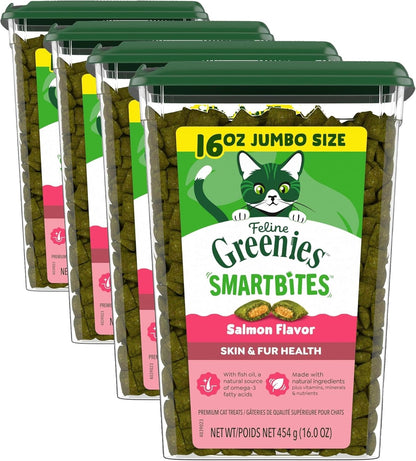 Greenies Feline Smartbites Skin & Fur Health Cat Treats, Salmon, 4.6 Oz | Fish Oil & Flaxseed, Omega-3S, No Artificial Flavors or Preservatives, under 2 Calories per Treat, Crunchy & Soft12