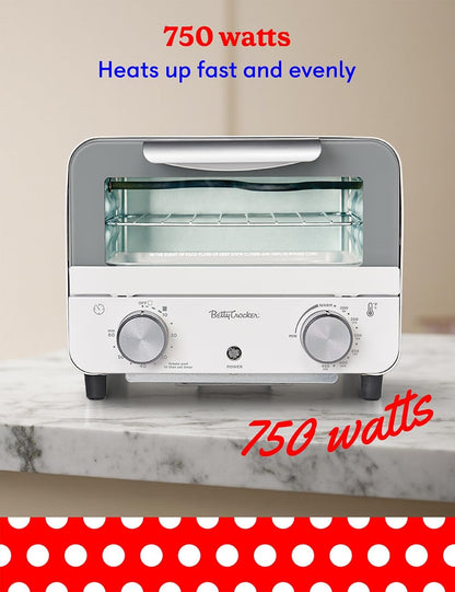Mini Toaster Oven, 750W, BC-5629W, White | Compact Countertop Oven for Dorms, Rvs, Apartments, 7-Liter Capacity, Adjustable Timer, Includes Baking Tray & Rack4