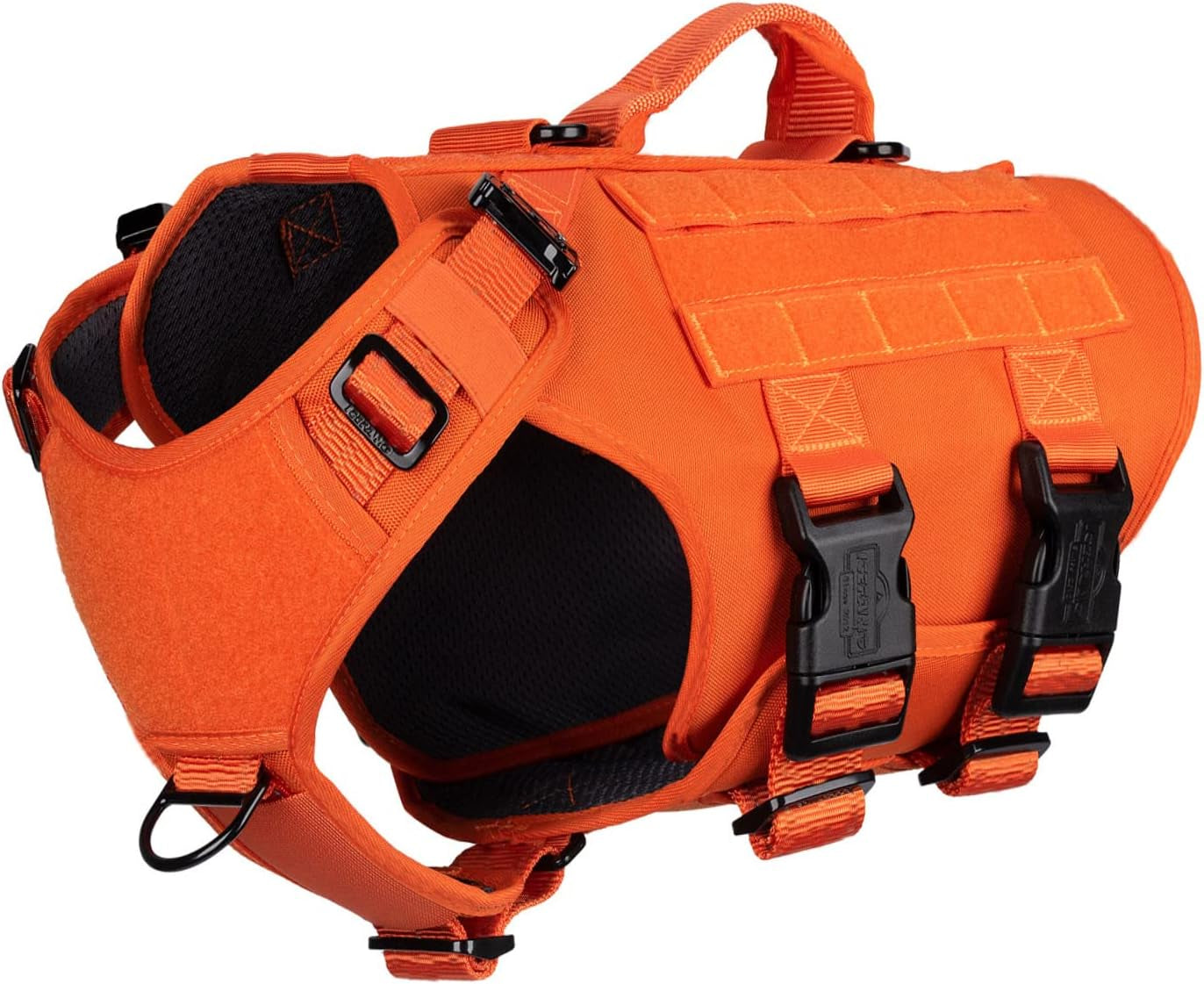 icefang-no-pull-tactical-dog-harness-for-large-dogs-adjustable-dog-vest-control-handle-molle-panel-front-hook-3-leash-clips-soft-padded-for-walking-training-pink-large
