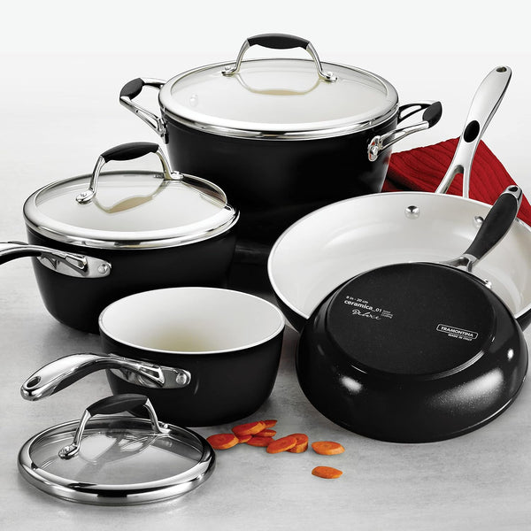 Ceramica Deluxe 8-Pc Pots and Pans Set with Lids | Ceramic Non Stick Cookware Kitchen Set, Oven-Safe, Metallic Black3