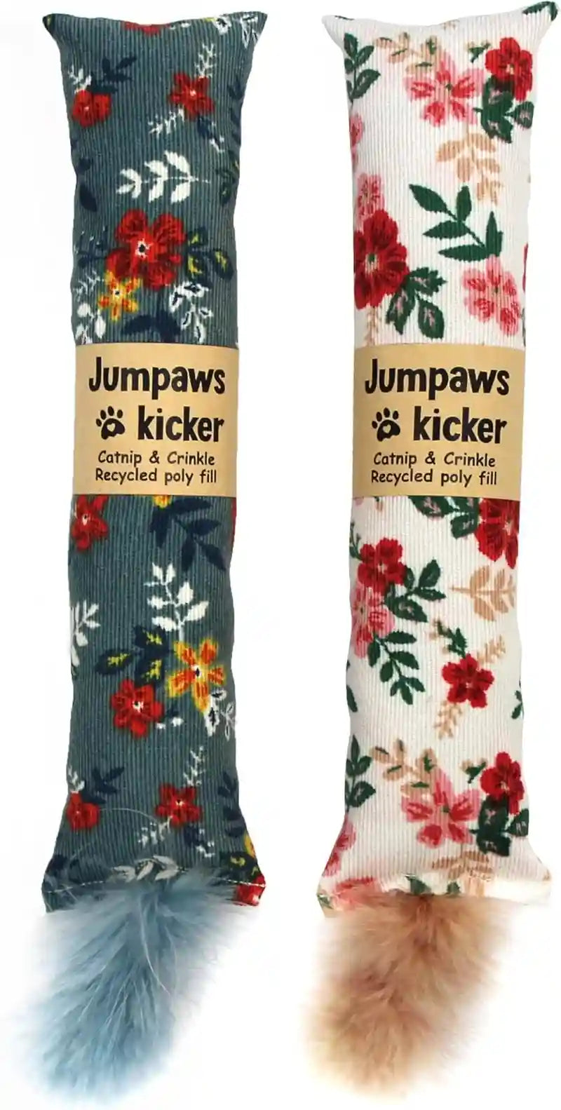 jumpaws-2-pack-natural-interactive-catnip-silvervine-cat-kicker-with-feathers-bite-resistant-chew-toy-crinkle-kicker-accessories-for-indoor-cat-premium-corduroy-floral