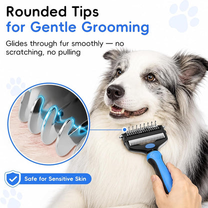 3-In-1 Professional Pet Grooming Brush for Dogs & Cats – Dematting Comb, Undercoat Rake & Deshedding Tool for Long & Short Hair, Heavy Shedding & Matted Fur (Blue)6