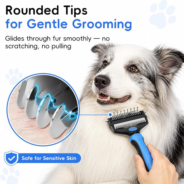 3-In-1 Professional Pet Grooming Brush for Dogs & Cats – Dematting Comb, Undercoat Rake & Deshedding Tool for Long & Short Hair, Heavy Shedding & Matted Fur (Blue)6
