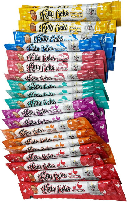 Rena'S Recipe Kitty Licks Lickable Cat Treats Variety Pack, 28 Tubes | Creamy Purée Cat Treats in 7 Delicious Flavors, Including Tuna and Chicken.4
