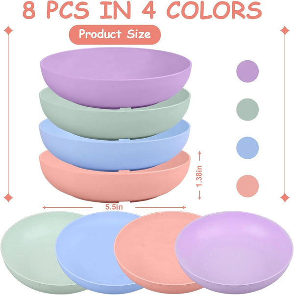 [8-Pieces] Whisker Fatigue Cat Bowl - 5.5 Inch Shallow Cat Food Dish Wide Cats Wet Feeding Bowls, PET Plate for Kittens and Short Legged Cats (Type-A Normal Bowls)2