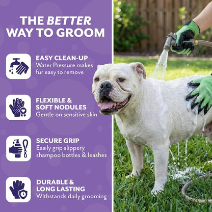 H Handson Pet Grooming Gloves - Patented #1 Ranked, Award Winning Shedding, Bathing, & Hair Remover Gloves - Gentle Brush for Cats, Dogs, and Horses (Black, Medium)5