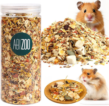 Abizoo Hamster & Gerbil Treat, Natural Health, Gourmet Hamster and Gerbil Food for Small Animals with Seeds, and Grains,Vitamin-Nutrient Fortified1