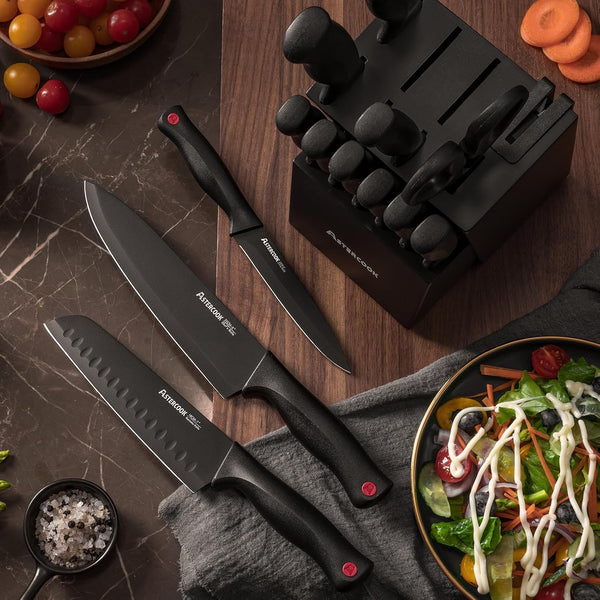 Knife Set for Kitchen with Block and Sharpener 15Pcs German | Stainless Steel Kitchen Utensils Set Dishwasher Safe6