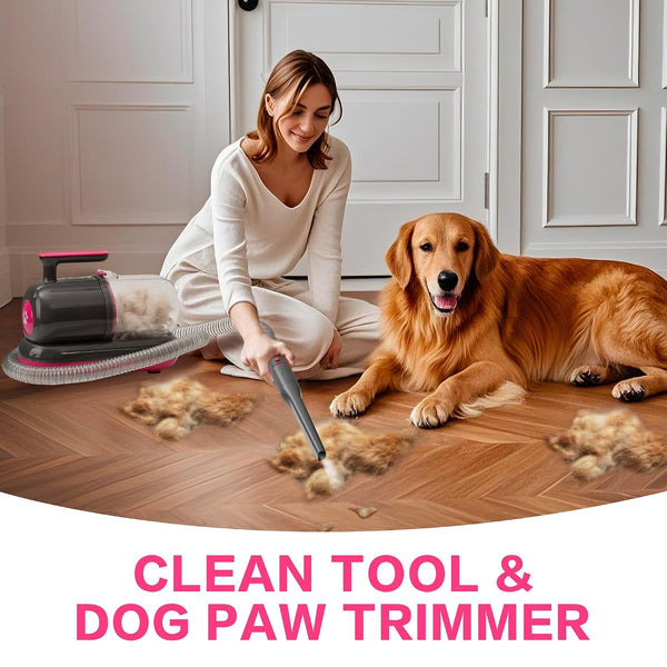 Dog Grooming Vacuum Kit with Clippers and Nail Grinder, 1.2L Pet Grooming Vacuum for Shedding, Low-Noise Dog Hair Vacuum with Grooming Brush for Home Cleaning Grooming,Dyson-Style Gray3