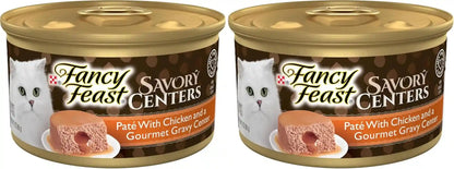 Purina Fancy Feast Savory Centers Gourmet Wet Cat Food Pate with Chicken and Gravy Center, (Pack of 24) 3 Oz Cans10