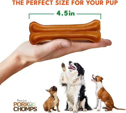 Pork Chomps Roasted Pressed Pork Skin Dog Chews, 4.5-Inch Bone, 2 Count4