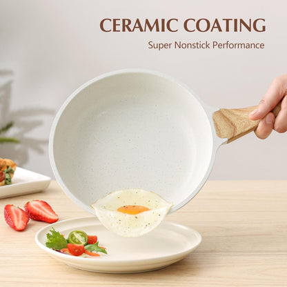 8Inch Nonstick Ceramic Frying Pan with Lid, PFAS/PTFE/PFOA Free | Ceramic Omelette Pan Skillet, Healthy Non-Toxic Chef'S Pan, Induction Compatible Pan, Heat Resistant Handle2