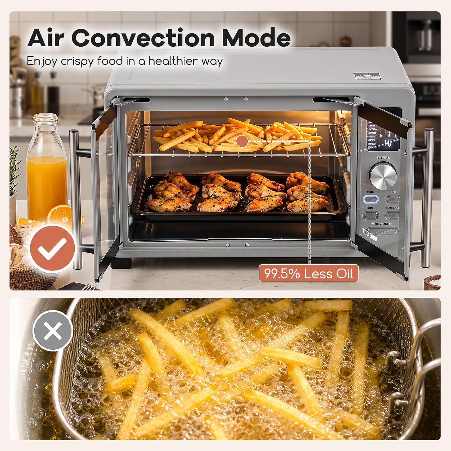 25l-26-4-qt-air-fryer-toaster-oven-w-dual-french-doors-compact-countertop-oven-w-11-presets-1500w-high-power-baking-tray-baking-rack-crumb-tray-oven-tray-clip-for-family