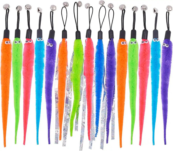 Cat Toy Worm Refills, 15 Pieces Interactive Cat Wand Attachments Worms Toy for Indoor Cats1