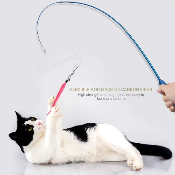Retractable Cat Wand - Interactive 3-Section Teaser Toy, Fishing Pole Exerciser for Cats and Kittens (Replacement Not Included)6
