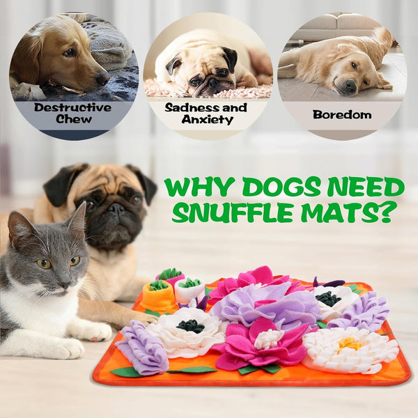 Snuffle Mat for Dogs,Dog Feeding Mat Sniff Mat Interactive Dog Puzzle Mat for Training and Stress Relief Encourages Natural Foraging Skills (Bright Orange)5