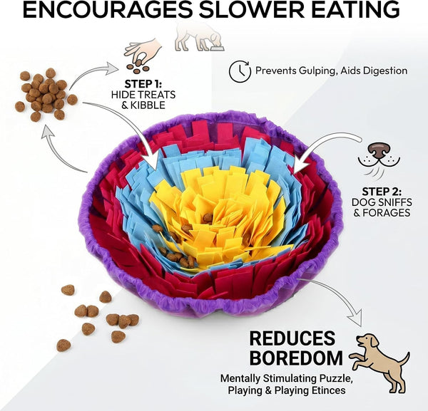 Snuffle Mat for Dogs, Multicolor Dog Enrichment Feeding Mat 19 Inch, Interactive Nose Work Sniff Mat for Dogs Puzzle Toy for Mental Stimulation, Slow Feeding and Anti-Boredom7