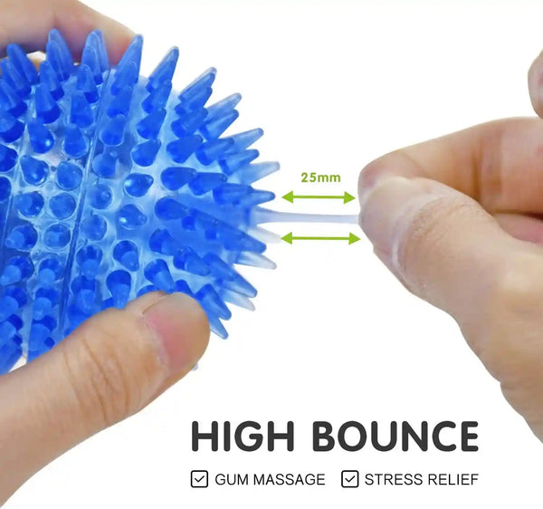 SHARLOVY Squeaky Balls for Pet Small Puppy, 6 Pack TPR Fetch Spike Balls for Dogs, Rubber 6 Pack Bright Colors Chew Teething Dog Toys, for Clean Teeth and Training, for Puppy Chew and Teething5