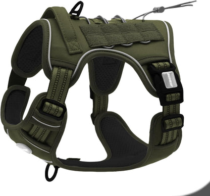 Auroth Tactical Dog Harness for Large Dogs No Pull Adjustable Pet Harness Reflective K9 Working Training Easy Control Pet Vest Military Service Dog Harnesses Army Yellow L14