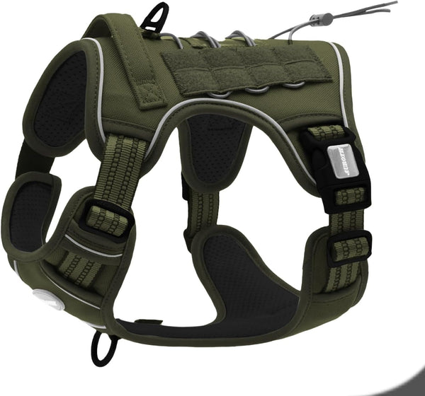 Auroth Tactical Dog Harness for Large Dogs No Pull Adjustable Pet Harness Reflective K9 Working Training Easy Control Pet Vest Military Service Dog Harnesses Army Yellow L14