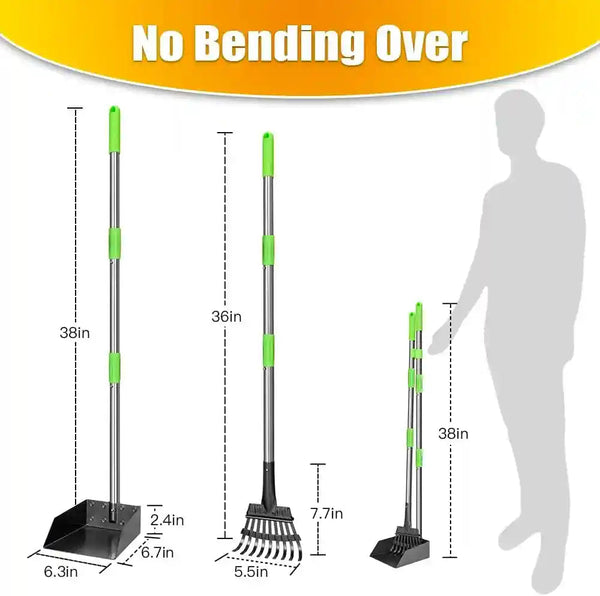 TOOGE Pooper Scooper, Dog Pooper Scooper Long Handle Stainless Metal Tray and Rake for Medium Small Dogs Heavy Duty Pet Supplies to Use for Grass, Dirt or Gravel2