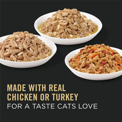 Purina Pro Plan Gravy, High Protein Wet Cat Food Variety Pack, Complete Essentials Chicken and Turkey Favorites - (Pack of 24) 3 Oz. Cans3