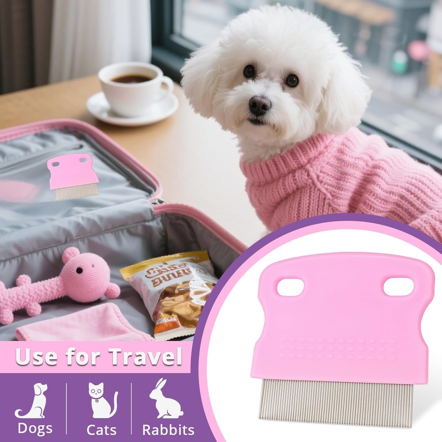 flea-comb-for-dogs-and-cats-lice-comb-with-rubber-handle-promotes-hair-growth-and-removes-loose-hair-knots-and-flakes-flea-brush-for-pets3p-pink