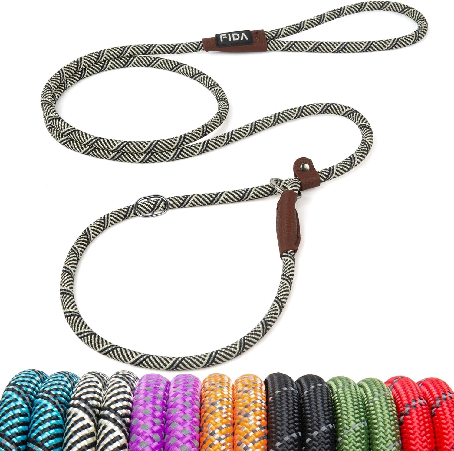fida-durable-slip-lead-dog-leash-6-ft-x-1-2-heavy-duty-dog-loop-leashes-comfortable-strong-rope-slip-leash-for-large-medium-dogs-no-pull-pet-training-lead-with-highly-reflective1-2-black