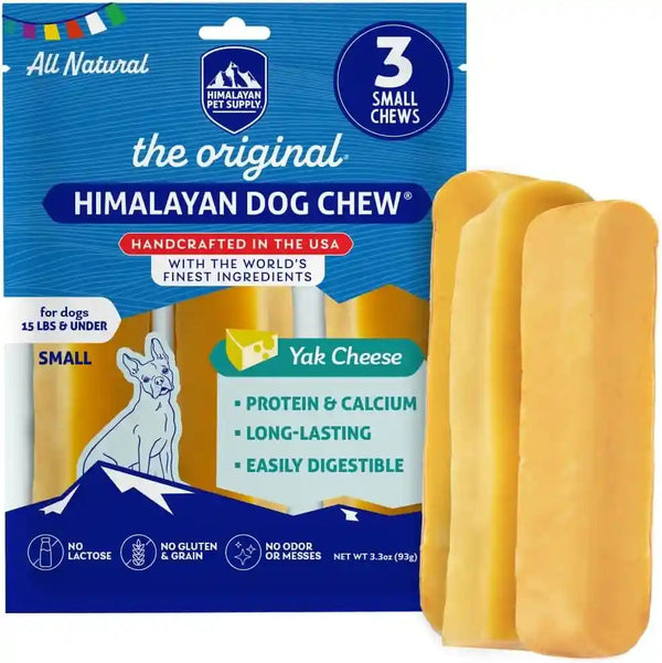 Himalayan Dog Chew, the Original Yak Cheese Dog Chews, 3 Small Yak Chews | Only Salt, Milk & Lime, Natural Long Lasting Dog Bones, Healthy Dog Treats, Lactose Free, Protein Rich, for Dogs under 15 Lbs1