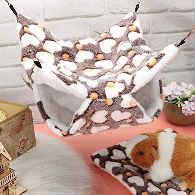 boao-2-pcs-guineas-pig-rat-hammock-guinea-pig-hamster-ferret-hanging-hammock-guinea-pigs-accessories-for-small-animals-chinchilla-parrot-sugar-glider-ferret-squirrelpurple-coffee-heart-pattern