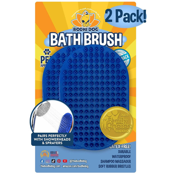 Bodhi Dog Shampoo Brush - Pet Grooming & Bath Supplies for Dogs and Cats - Bath Brush for Long & Short Hair - Premium Scrubber for Shower, Showerhead, Sprayer & Bathing (One Pack, Blue)15