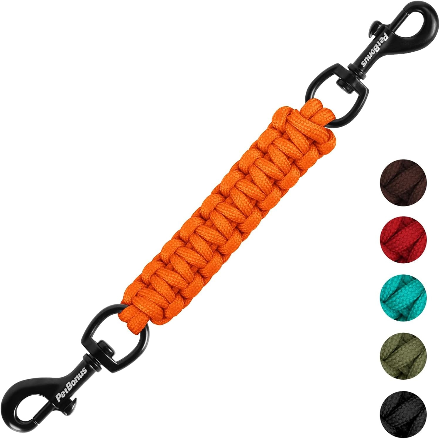 petbonus-dog-collar-safety-clip-handmade-prong-collar-to-harness-connector-dog-leash-backup-safety-strap-escape-proof-double-ended-clasp-lead-connector-for-pinch-collar-harness-black
