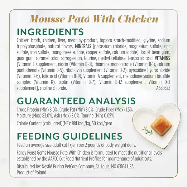 Purina Fancy Feast Gems Pate Mousse with Turkey and with Chicken Wet Cat Food Variety Pack - 4 Oz. (Pack of 16)5