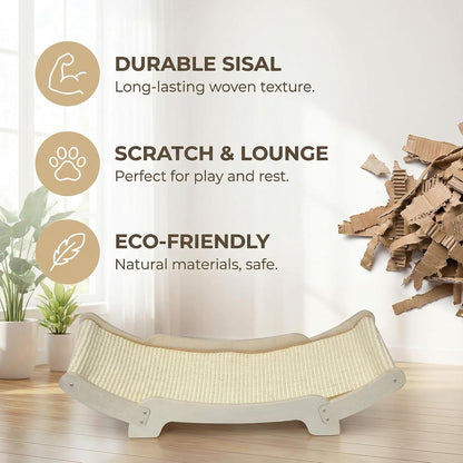 Sisal Cat Scratcher Bed for Indoor Cats Hammock for Scratching Pad Cat Chair Nartural Sisal Scratch Post for Large Cats Scratcher Lounge, Wooden Cat5