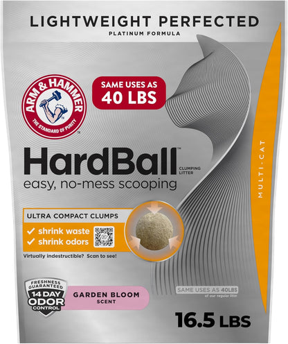 ARM & Hammer Hardball Clumping Cat Litter, Garden Bloom, 14.5 Lbs | Lightweight 5-In-1, 24/7 Odor Control, Easy Clean Up, Non-Clay Formula, 99.9% Dust-Free, Multi-Cat11