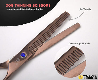 Dog Grooming Scissors Kit, 4 Pieces, Curved, Straight & Thinning Shears Set | Professional Dog Grooming Shears for at Home Doodle & Poodle Hair, Pet Face & Paw Scissors for Goldendoodle, Stainless Steel7