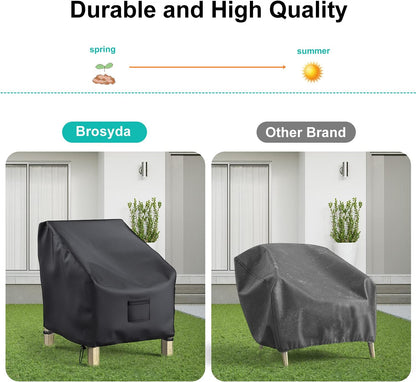 2 Pack Outdoor Patio Chair Covers Waterproof 38"Wx31"Dx29"H, Black | Patio Furniture Covers Protect from Rain, Dust & UV; Heavy-Duty Oxford Fits Lounge, Deep Seat & High Back Chairs on Lawns5