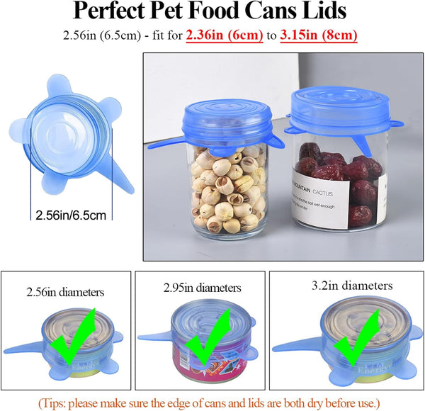 Silicone Can Lids (10 Pack, All 2.6'' Diameter), Reusable Silicone Stretch Lids for Pet Food Cans, Bpa-Free Seal Can Covers for Yogurt Jars Soda Regular Mason Jars Canned Pet Foods2